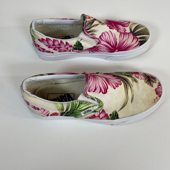 Vans Off the Wall Hibiscus Floral Print Slip On Shoes Women Size 5 Men Size 3.5 - Picture 7 of 14